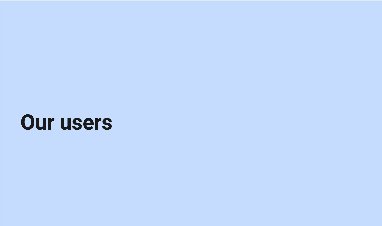 mini section slide saying: our users